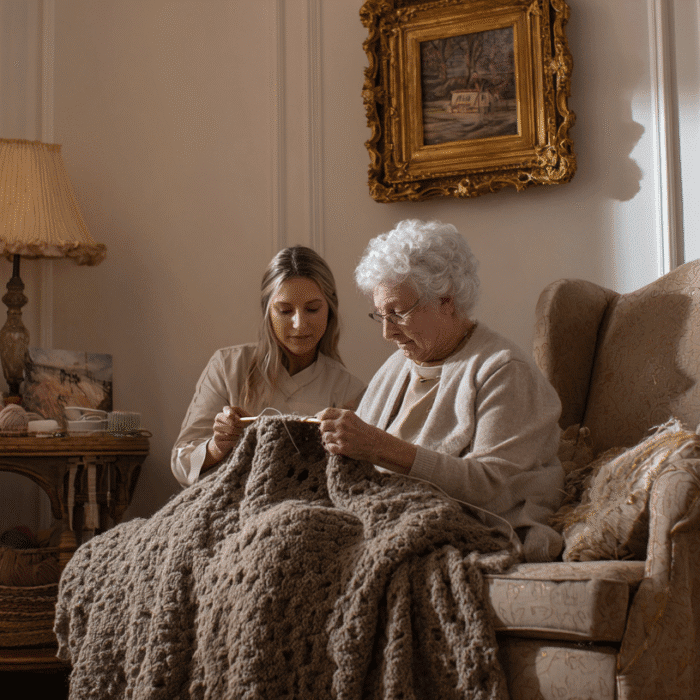 gosocial.me Elderly woman knitting in a cozy armchair while c 0a0ca3ac cb60 4100 b25f 7221bbe09577 3